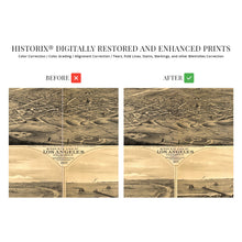 Load image into Gallery viewer, Digitally Restored and Enhanced 1877 Map of Los Angeles California - Vintage Map Panoramic Birds Eye View of Los Angeles, Wilmington and Santa Monica - Los Angeles Decor - Los Angeles Map Art