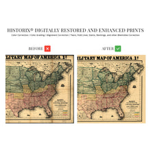 Load image into Gallery viewer, Digitally Restored and Enhanced 1862 Military Map of the United States - Vintage Map of the United States - American Civil War Map showing forts and fortifications - US Civil War Map