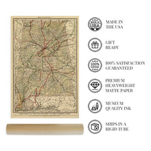 Load image into Gallery viewer, Digitally Restored and Enhanced 1888 Map of Alabama - Vintage Map of Alabama Wall Art - Railroad Map of Alabama Poster - State of Alabama Decor - Alabama Old Maps - Alabama Wall Decor