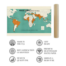 Load image into Gallery viewer, Digitally Restored and Enhanced 1966 Map of Peace Corps Around the World - Vintage Map of Peace Corps Wall Art - Vintage Peace Corps Poster - Vintage World Map