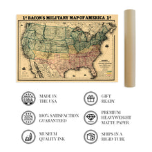 Load image into Gallery viewer, Digitally Restored and Enhanced 1862 Military Map of the United States - Vintage Map of the United States - American Civil War Map showing forts and fortifications - US Civil War Map