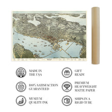 Cargar imagen en el visor de la galería, Digitally Restored and Enhanced 1891 Seattle Map Poster - Vintage Map Wall Art of Seattle King County Washington - Bird's Eye View of Seattle Map Art - Seattle Art Print - Seattle Décor