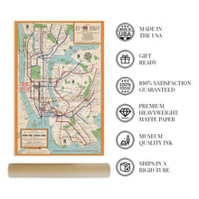 Load image into Gallery viewer, Digitally Restored and Enhanced 1954 New York City Subway Map Poster - Vintage Map Wall Art - New York Subway Map Art - NYC Subway Poster - NYC Subway Map Art - New York City Map Poster