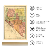 Cargar imagen en el visor de la galería, Digitally Restored and Enhanced 1893 Nevada State Map - Vintage Map of Nevada Wall Art - Vintage Nevada Railroad Map - Nevada Wall Decor - Nevada Home Decor - Old Nevada Map