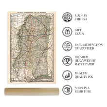 Load image into Gallery viewer, Digitally Restored and Enhanced 1888 Wall Map of Mississippi - Mississippi Vintage Map - Mississippi Wall Art - Mississippi State Poster - Mississippi Wall Decor - Vintage Mississippi Map