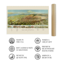 Load image into Gallery viewer, Digitally Restored and Enhanced 1891 Salt Lake City Utah Map - Salt Lake City Wall Art - Old Bird's Eye View of Salt Lake City Utah Wall Map Poster