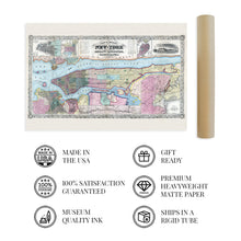 Load image into Gallery viewer, Digitally Restored and Enhanced 1857 New York City and Vicinity Map Art - NYC Vintage Map Wall Art - Map of New York City, Brooklyn, Williamsburg, Jersey City, Philidelphia, Boston - NYC Decor