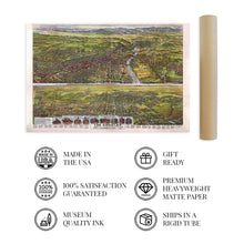 Load image into Gallery viewer, Digitally Restored and Enhanced 1894 Los Angeles Map Art - Vintage Map Wall Art - Map of Los Angeles California Two Views Index to Points of Interest - Old Map Los Angeles - Los Angeles Decor