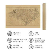 Load image into Gallery viewer, Digitally Restored and Enhanced 1808 North Carolina State Map - Vintage Map North Carolina Wall Art - The First Actual Survey of North Carolina Vintage Map - North Carolina Poster - NC Home Art