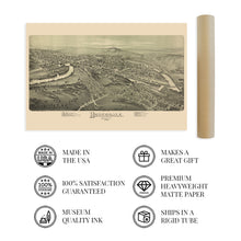 Load image into Gallery viewer, 1890 Honesdale Pennsylvania Map - History Map of Honesdale Wall Art - Old City of Honesdale PA Map Poster