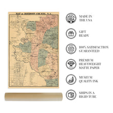 Load image into Gallery viewer, Digitally Restored and Enhanced - 1890 Map of Davidson County North Carolina -Vintage Map Wall Art - Davidson County Map Showing Townships, Sites, Natural Features and Names of Landowners