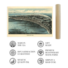 Load image into Gallery viewer, Digitally Restored and Enhanced 1910 Map of Provincetown Massachusetts - Vintage Map Wall Art - Panoramic Birds Eye View of Provincetown Mass. - Provincetown Map - Provincetown Poster