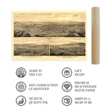 Load image into Gallery viewer, Digitally Restored and Enhanced 1877 Map of Los Angeles California - Vintage Map Panoramic Birds Eye View of Los Angeles, Wilmington and Santa Monica - Los Angeles Decor - Los Angeles Map Art