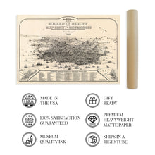 Cargar imagen en el visor de la galería, Digitally Restored and Enhanced 1875 Graphic Chart of San Francisco Map Print with Index to Points of Interest - Vintage Map of Bay Area Poster - San Francisco Map Poster - San Francisco Map Art