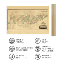 Load image into Gallery viewer, Digitally Resored and Enhanced 1832 Tennessee State Map - Vintage Map Wall Decor - Historical Map of Tennessee - Tennessee Wall Art - State Maps Tennessee - Tennessee Map Art - TN Map