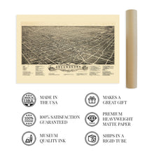 Load image into Gallery viewer, Digitally Restored and Enhanced 1891 Greensboro North Carolina Map - Old Greensboro Map of North Carolina Wall Art - Greensboro NC Map Poster History