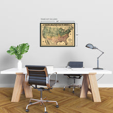Load image into Gallery viewer, Digitally Restored and Enhanced 1862 Military Map of the United States - Vintage Map of the United States - American Civil War Map showing forts and fortifications - US Civil War Map
