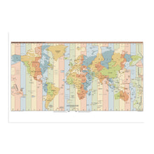 Load image into Gallery viewer, Digitally Restored and Enhanced 2021 Standard Time Zones of the World Map Poster - Map of the World Time Zones Wall Art - Time Zone Map of the World Poster