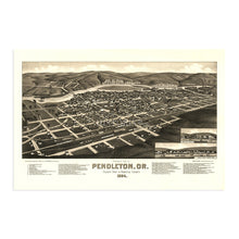 Load image into Gallery viewer, Digitally Restored and Enhanced 1884 Pendleton Oregon Map - Old Pendleton Umatilla County Map of Oregon Poster - History Map of Pendleton OR Wall Art