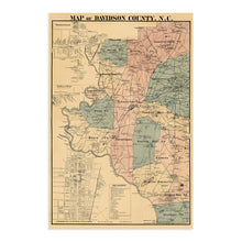 Load image into Gallery viewer, Digitally Restored and Enhanced - 1890 Map of Davidson County North Carolina -Vintage Map Wall Art - Davidson County Map Showing Townships, Sites, Natural Features and Names of Landowners