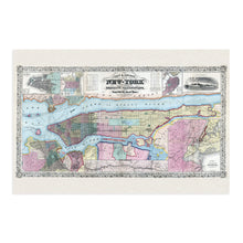 Load image into Gallery viewer, Digitally Restored and Enhanced 1857 New York City and Vicinity Map Art - NYC Vintage Map Wall Art - Map of New York City, Brooklyn, Williamsburg, Jersey City, Philidelphia, Boston - NYC Decor