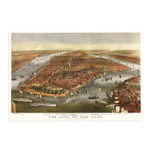 Load image into Gallery viewer, Digitally Restored and Enhanced - 1870 Map of New York City Poster -Vintage Map Wall Art - Panoramic New York City Wall Map - NYC Vintage Map - Vintage New York Poster - NYC Map Wall Art