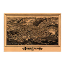 Load image into Gallery viewer, Digitally Restored and Enhanced 1882 Ithaca New York Map Print - Ithaca NY Vintage Map Wall Art - Birds Eye View Panoramic Ithaca Wall Art Wall Decor - Historic Ithaca Vintage Map