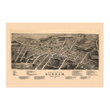 Load image into Gallery viewer, Digitally Restored and Enhanced 1891 Durham North Carolina Map - Old Durham Wall Art - History Map of Durham NC - Bird's Eye View of Durham NC Map Poster