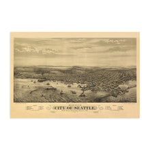 Load image into Gallery viewer, Digitally Restored and Enhanced 1878 Seattle Washington Poster - Vintage Map of Seattle Wall Art - Panoramic City of Seattle Map Poster - Seattle Map Art - Seattle Posters - Seattle City Map