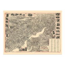 Load image into Gallery viewer, Digitally Restored and Enhanced 1899 Norwalk Connecticut Map Poster - Old Bird's Eye View of Norwalk South Norwalk & East Norwalk Connecticut Map Wall Art