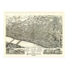 Load image into Gallery viewer, Digitally Restored and Enhanced 1875 Springfield Massachusetts Map Print - Old Bird's Eye View Map of Springfield Massachusetts Wall Art Poster