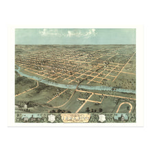 Load image into Gallery viewer, Digitally Restored and Enhanced 1868 Iowa City Map - Bird's Eye View History Map of Iowa Poster - Old Iowa City Johnson County Iowa Map Poster Print