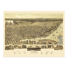 Load image into Gallery viewer, Digitally Restored and Enhanced 1890 Tacoma Washington Map Poster - Historic Bird's Eye View of Tacoma City of Washington State Map Wall Art Print