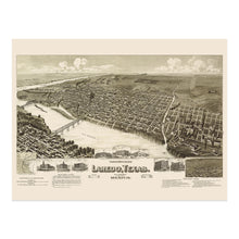 Load image into Gallery viewer, Digitally Restored and Enhanced 1892 Laredo Texas Map Print - Old Perspective Map of Laredo Texas Gateway to Mexico - Vintage Texas Map Wall Art Poster