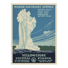 Load image into Gallery viewer, Digitally Restored and Enhanced 1938 Yellowstone National Park Travel Poster - Yellowstone National Park Poster Wall Art Showing The Old Faithful Geyser