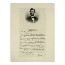 Load image into Gallery viewer, Digitally Restored and Enhanced 1892 Abraham Lincoln Photo Print - Old Letter from President Abraham Lincoln to Mrs Bixby - Vintage Abraham Lincoln Poster