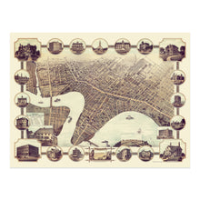 Load image into Gallery viewer, Digially Restored and Enhanced 1884 Winnipeg Canada Map Poster - Historic Bird's Eye View Map of Winnipeg City Manitoba Canada Poster Wall Art Print