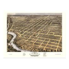 Load image into Gallery viewer, Digitally Restored and Enhanced 1869 Danville Illinois Map Poster - Historic Bird's Eye View of Danville Vermillion County Map of Illinois Poster Print