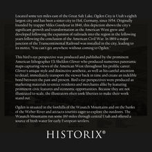 Load image into Gallery viewer, Digitally Restored and Enhanced 1875 Ogden Utah Map Poster - Old Bird's Eye View Map of Ogden City Utah - Restored History Map of Utah Wall Art Print