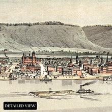 Cargar imagen en el visor de la galería, Digitally Restored and Enhanced 1874 Winona Minnesota Map Print - Vintage Wall Map of Minnesota Poster - Bird's Eye View Map of Winona Minnesota Wall Art