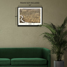 Load image into Gallery viewer, Digitally Restored and Enhanced 1869 Danville Illinois Map Poster - Historic Bird's Eye View of Danville Vermillion County Map of Illinois Poster Print