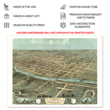 Load image into Gallery viewer, Digitally Restored and Enhanced 1868 Iowa City Map - Bird's Eye View History Map of Iowa Poster - Old Iowa City Johnson County Iowa Map Poster Print