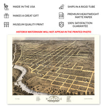 Load image into Gallery viewer, Digitally Restored and Enhanced 1869 Danville Illinois Map Poster - Historic Bird's Eye View of Danville Vermillion County Map of Illinois Poster Print