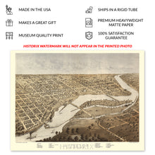 Load image into Gallery viewer, Digitally Restored and Enhanced 1867 Appleton Wisconsin Map Poster - Inch Historic Bird's Eye View of Appleton Outagamie County Map of Wisconsin Wall Art Print