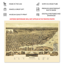 Load image into Gallery viewer, Digitally Restored and Enhanced 1890 Tacoma Washington Map Poster - Historic Bird's Eye View of Tacoma City of Washington State Map Wall Art Print