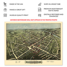 Load image into Gallery viewer, Digitally Restored and Enhanced 1875 Westfield Massachusetts Map Print - Old Bird's Eye View of Westfield Massachusetts Poster - Westfield MA Map History