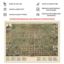 Load image into Gallery viewer, Digitally Restored and Enhanced 1892 Lima Ohio Map Poster - Vintage Bird's Eye View of Lima Ohio Wall Art Print - Old Lima City Ohio Wall Map Poster