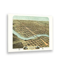 Load image into Gallery viewer, Digitally Restored and Enhanced 1869 Kankakee Illinois Map Poster - Old Map of Kankakee Illinois Wall Art - Bird's Eye View History Map of Illinois Poster