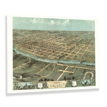 Load image into Gallery viewer, Digitally Restored and Enhanced 1868 Iowa City Map - Bird's Eye View History Map of Iowa Poster - Old Iowa City Johnson County Iowa Map Poster Print