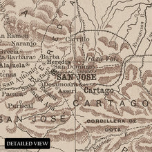 Load image into Gallery viewer, Digitally Restored and Enhanced 1890 Costa Rica Map Poster - Old Wall Map of Costa Rica Wall Art Print - History Map of San Jose Costa Rica Poster Print